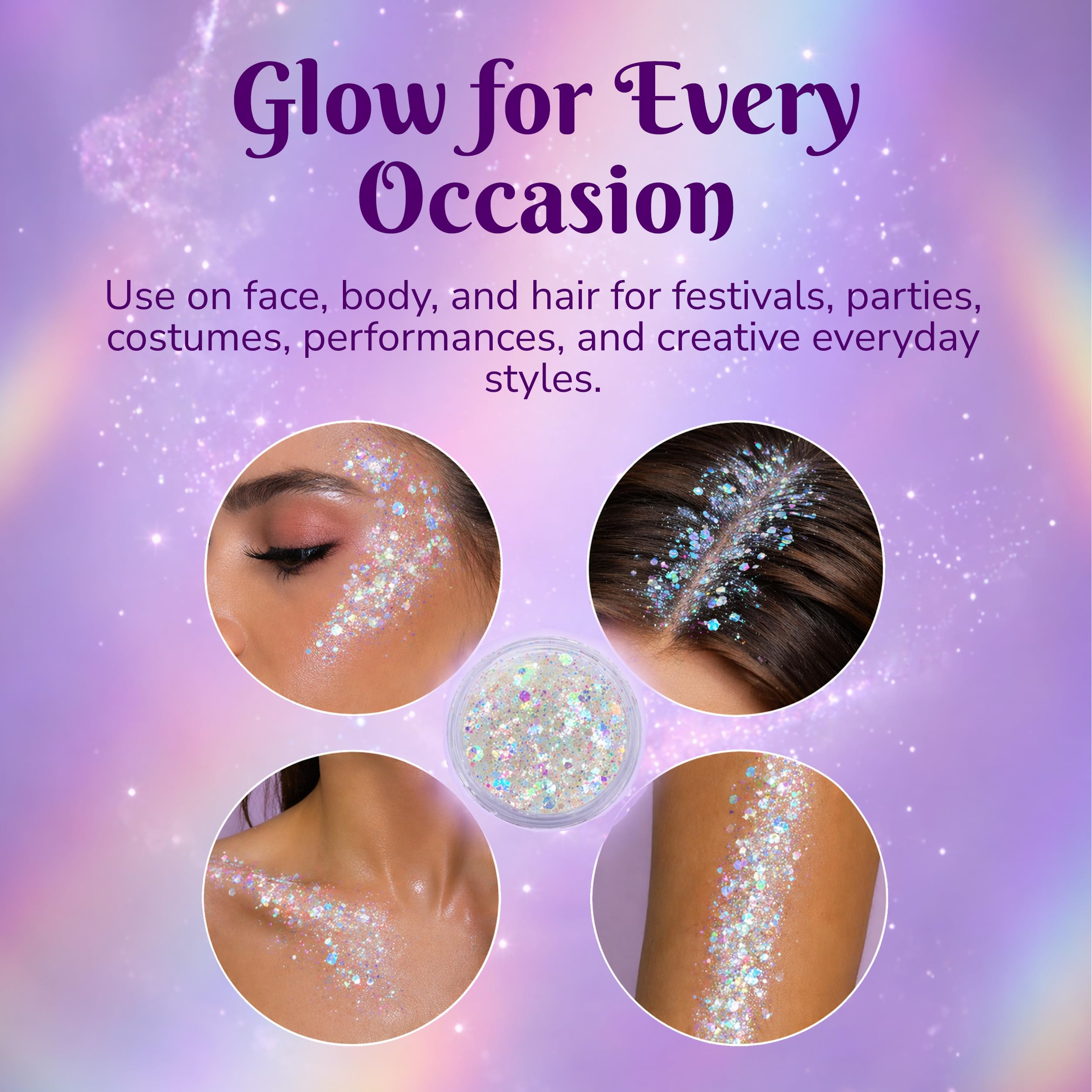 Art Factory lifestyle festival scene with glittered skin and accessories for photo-ready looks benefit