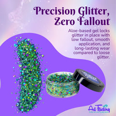 Art Factory close-up chunky holographic glitter showing multicolor reflective depth