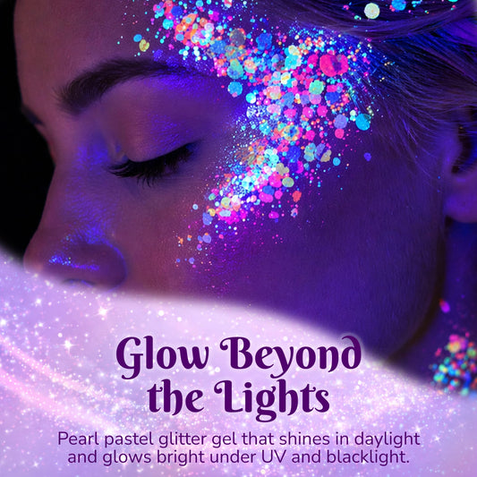 Art Factory open jar showing creamy glitter gel texture for smooth application benefit