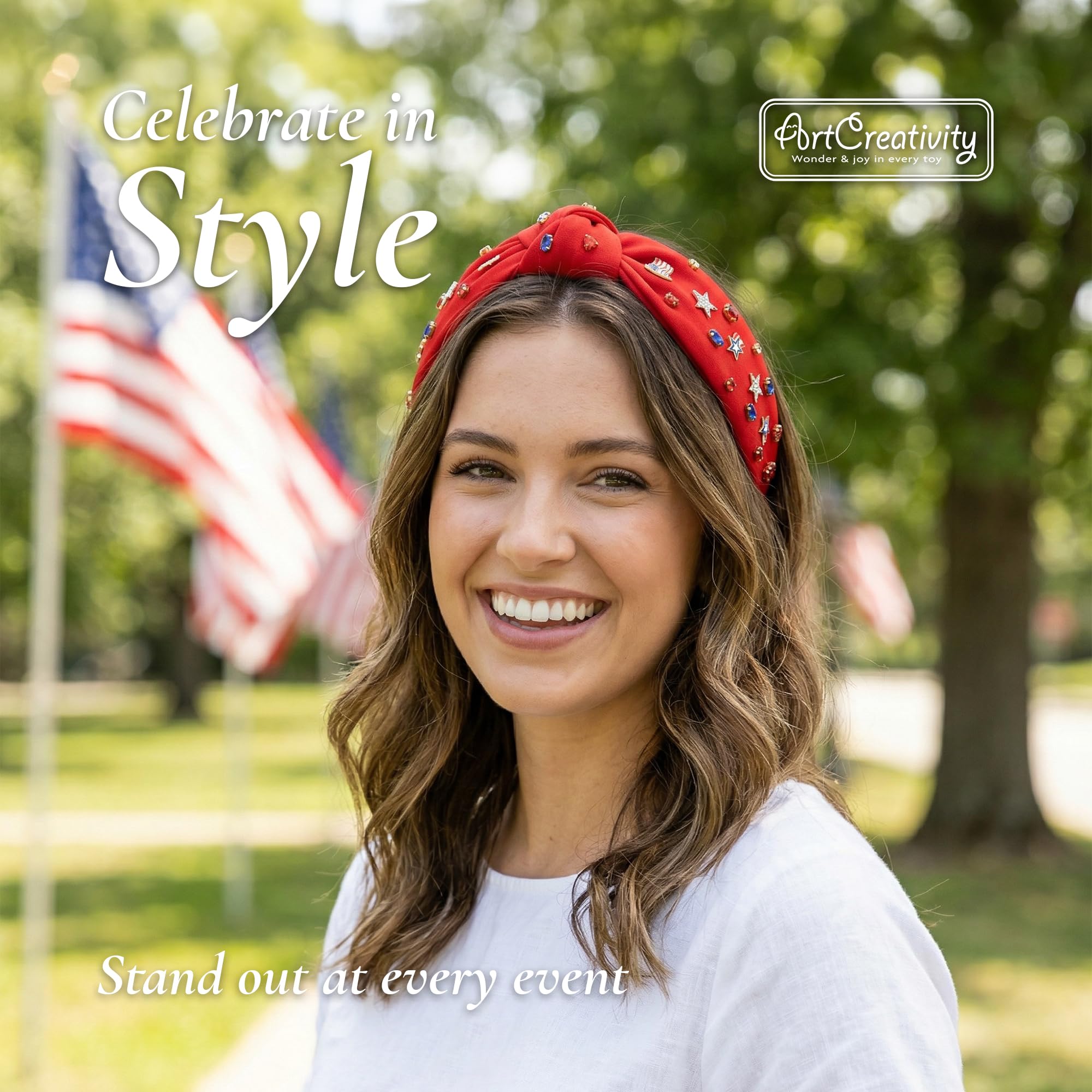 ArtCreativity close-up of enamel USA charms, attractive patriotic detail for outfits