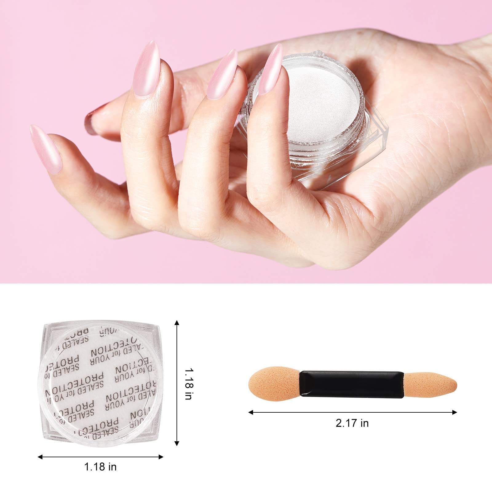 Artdone powder being applied on nail swatch demonstrating shine