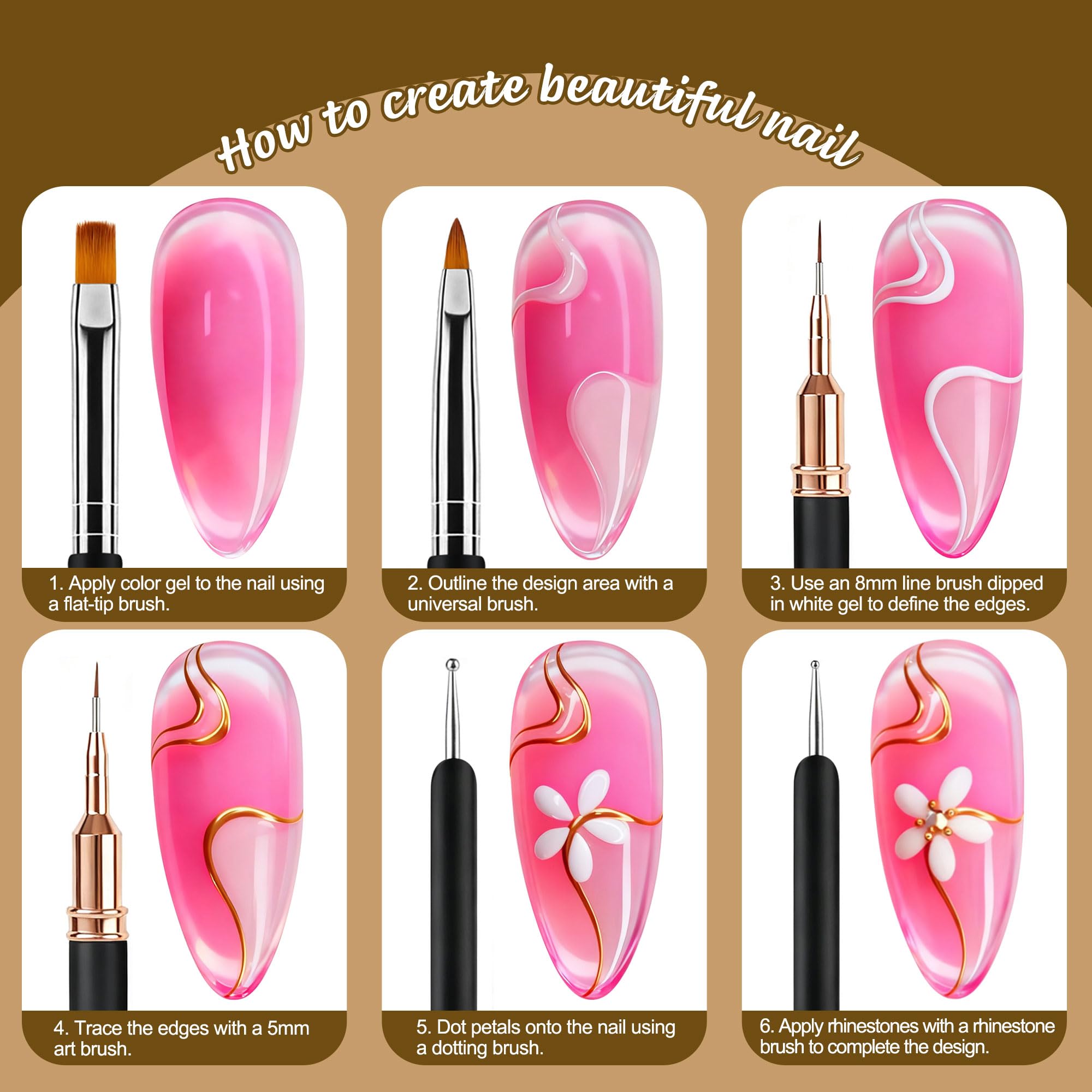 Artdone brushes painting a nail illustrating delicate line work and clean finishes
