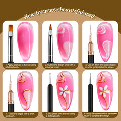 Artdone brushes painting a nail illustrating delicate line work and clean finishes