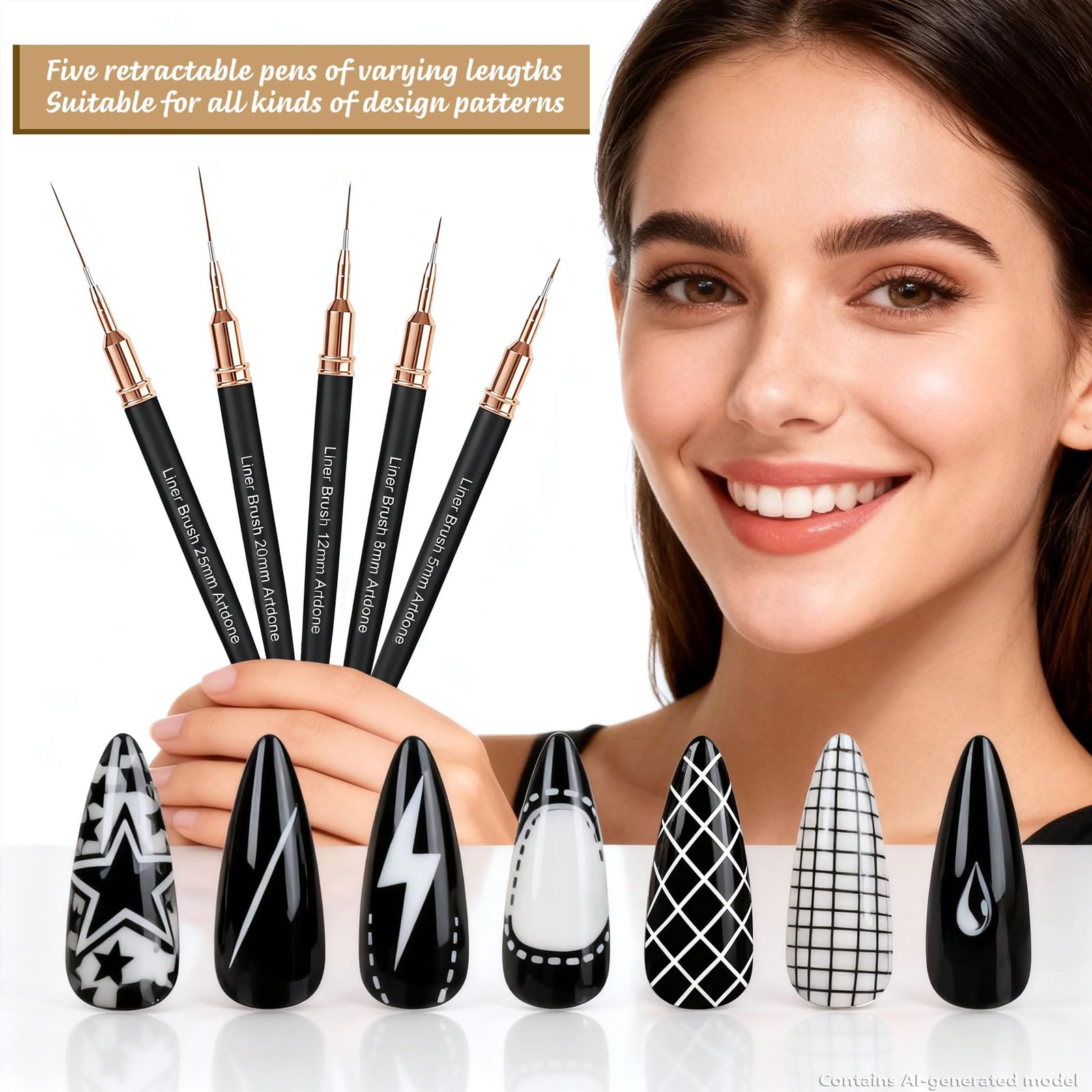 Artdone flat-lay of brushes and dotting pens showing organized kit ready for use