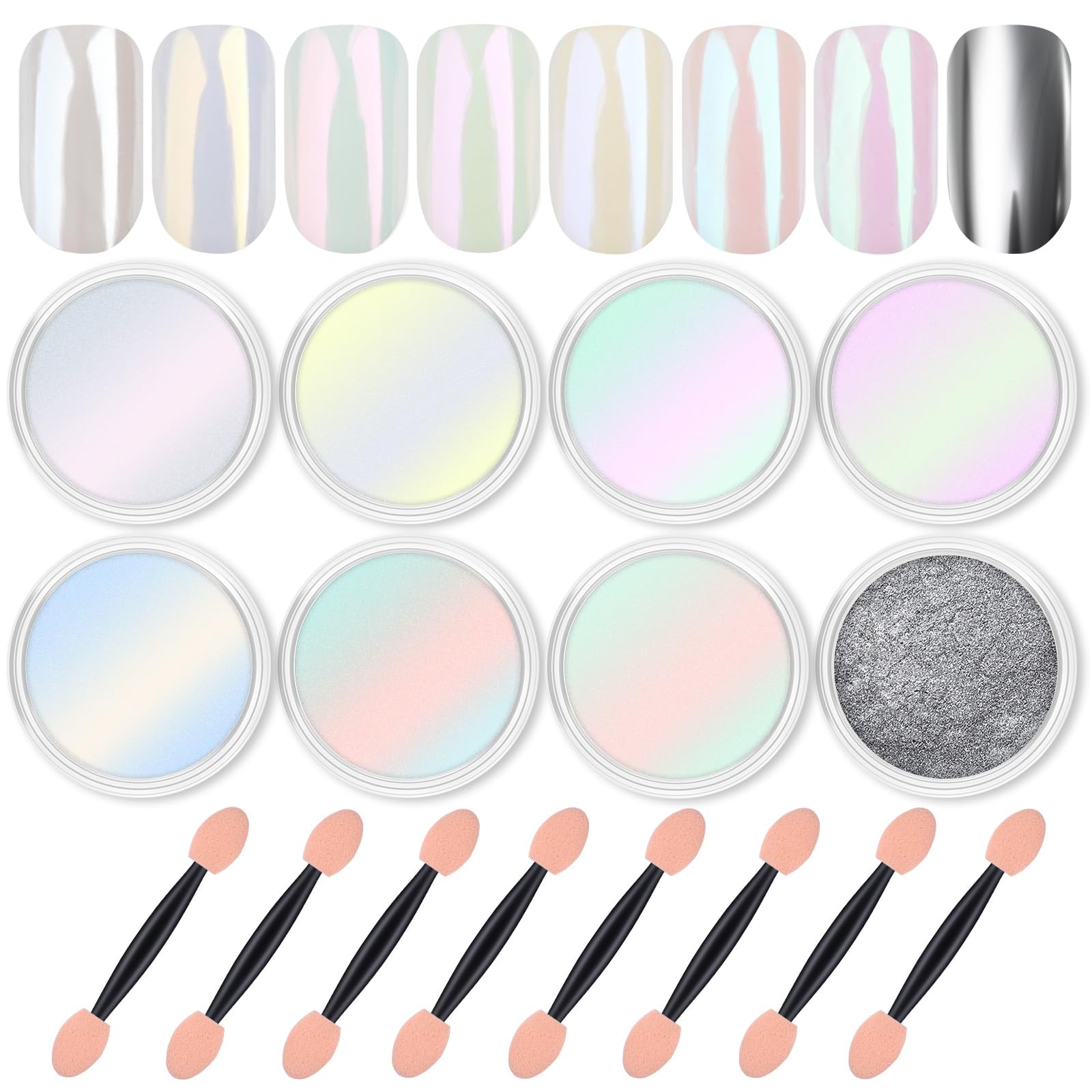Artdone front packaging showing eight chrome powder jars and kit benefits