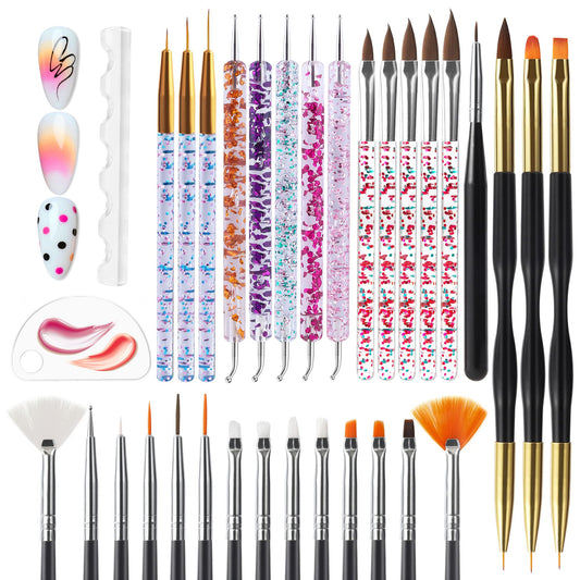 Artdone front packaging showing complete 32-piece nail art set and organization benefit