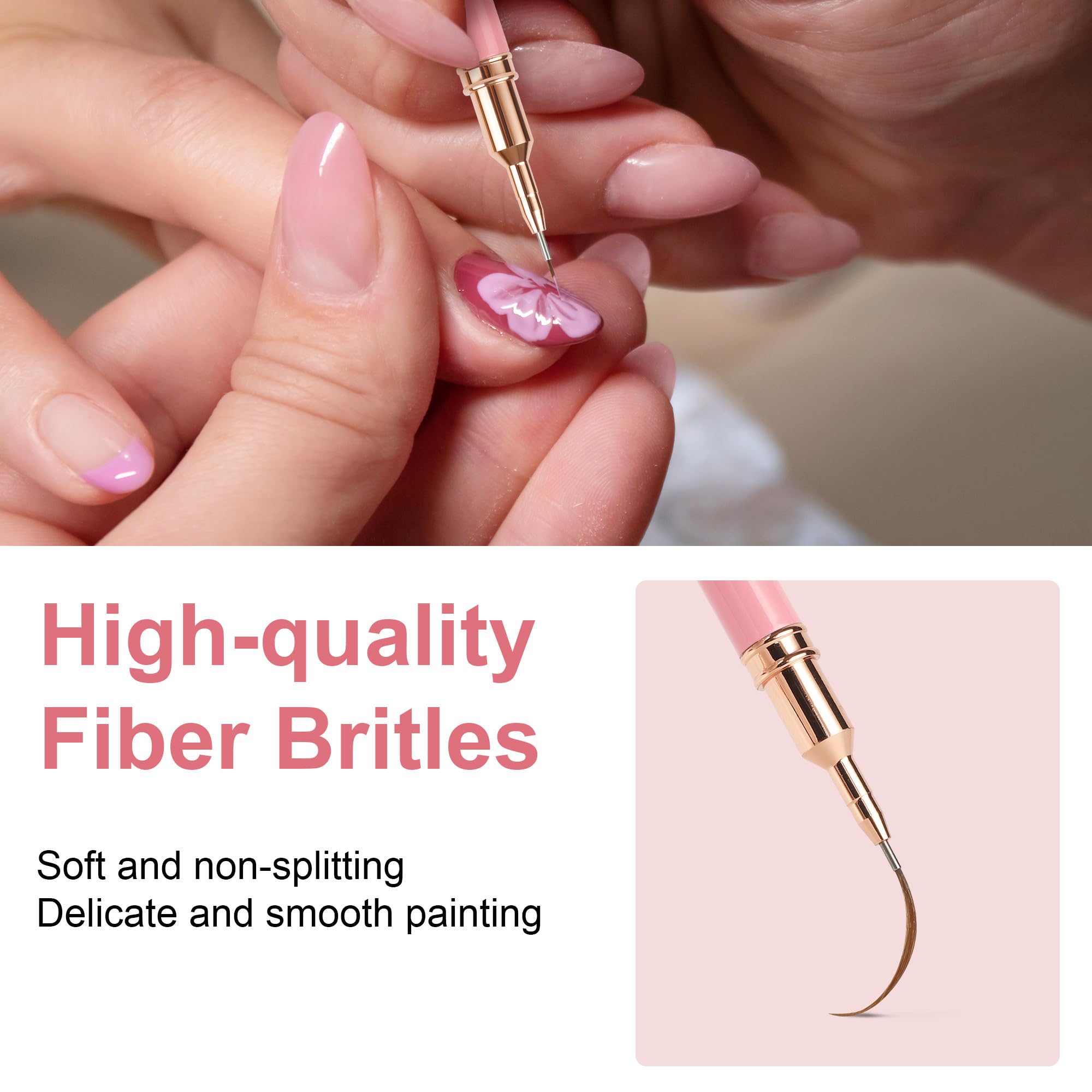 Artdone brush drawing a thin stripe on a nail demonstrating smooth, uninterrupted line work