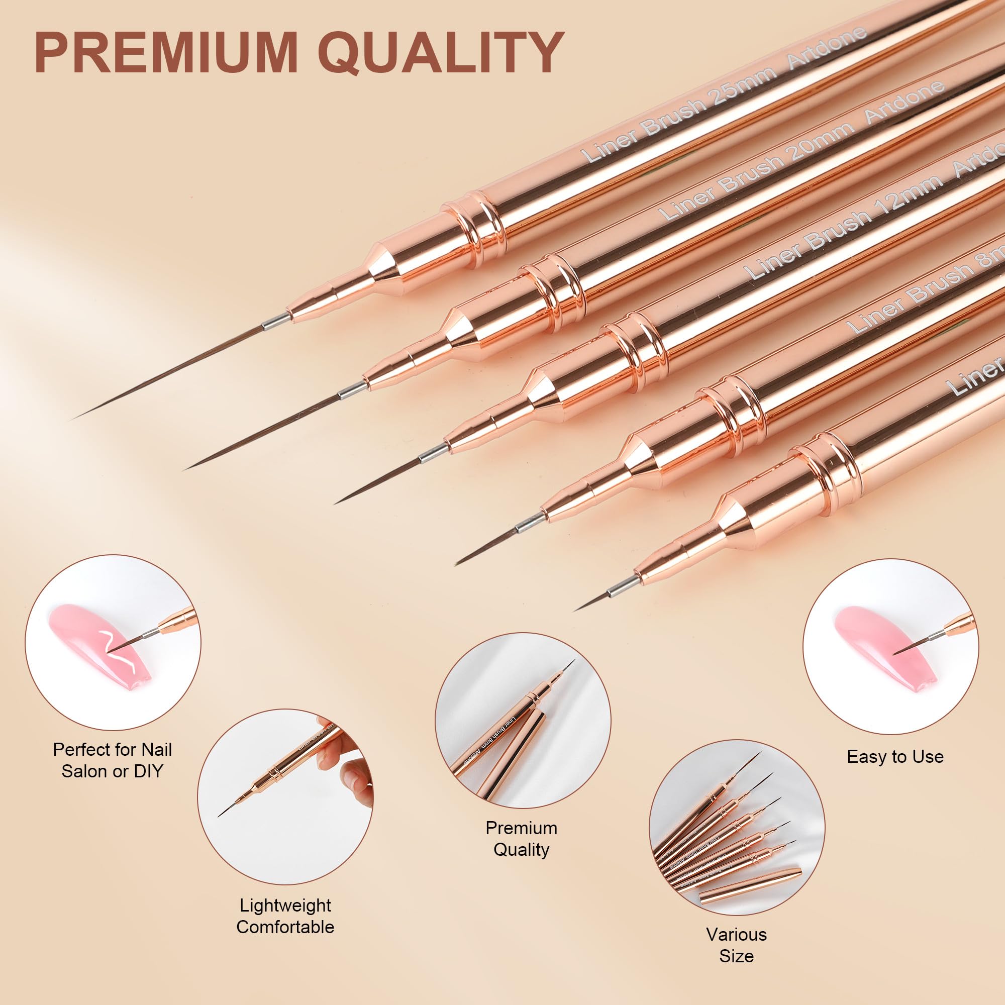 Artdone liner brushes handle grip texture for stable control and comfortable painting