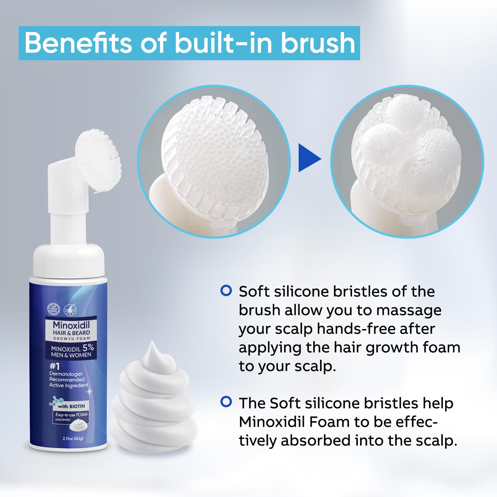 Artimore foam applied to beard area illustrating improved density benefit
