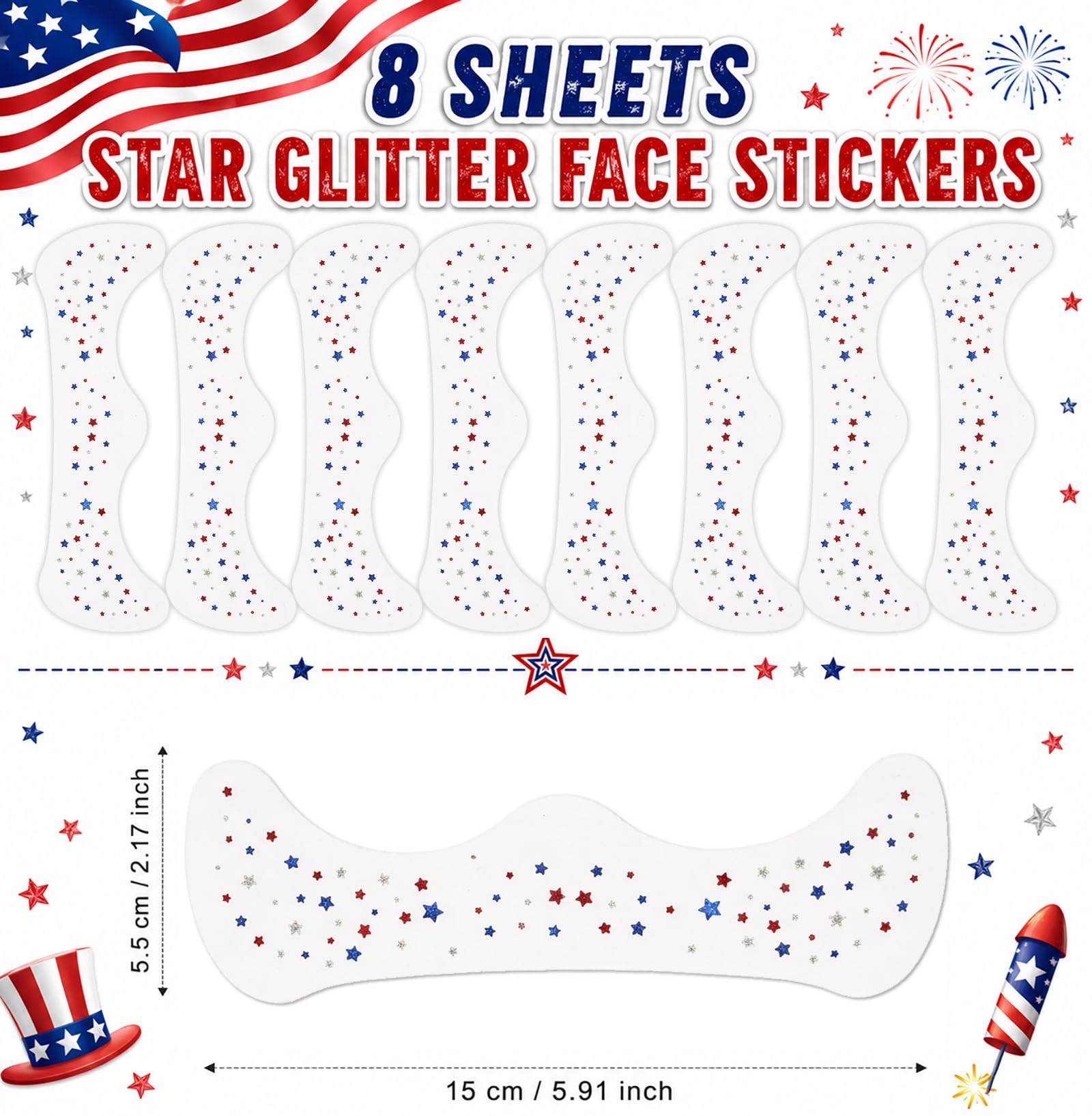 Artlunar star freckles on cheek creating festive look for photos and parades