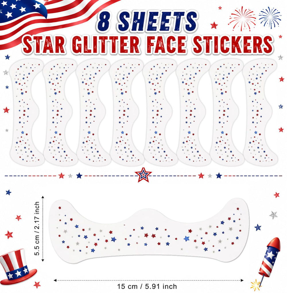 Artlunar star freckles on cheek creating festive look for photos and parades