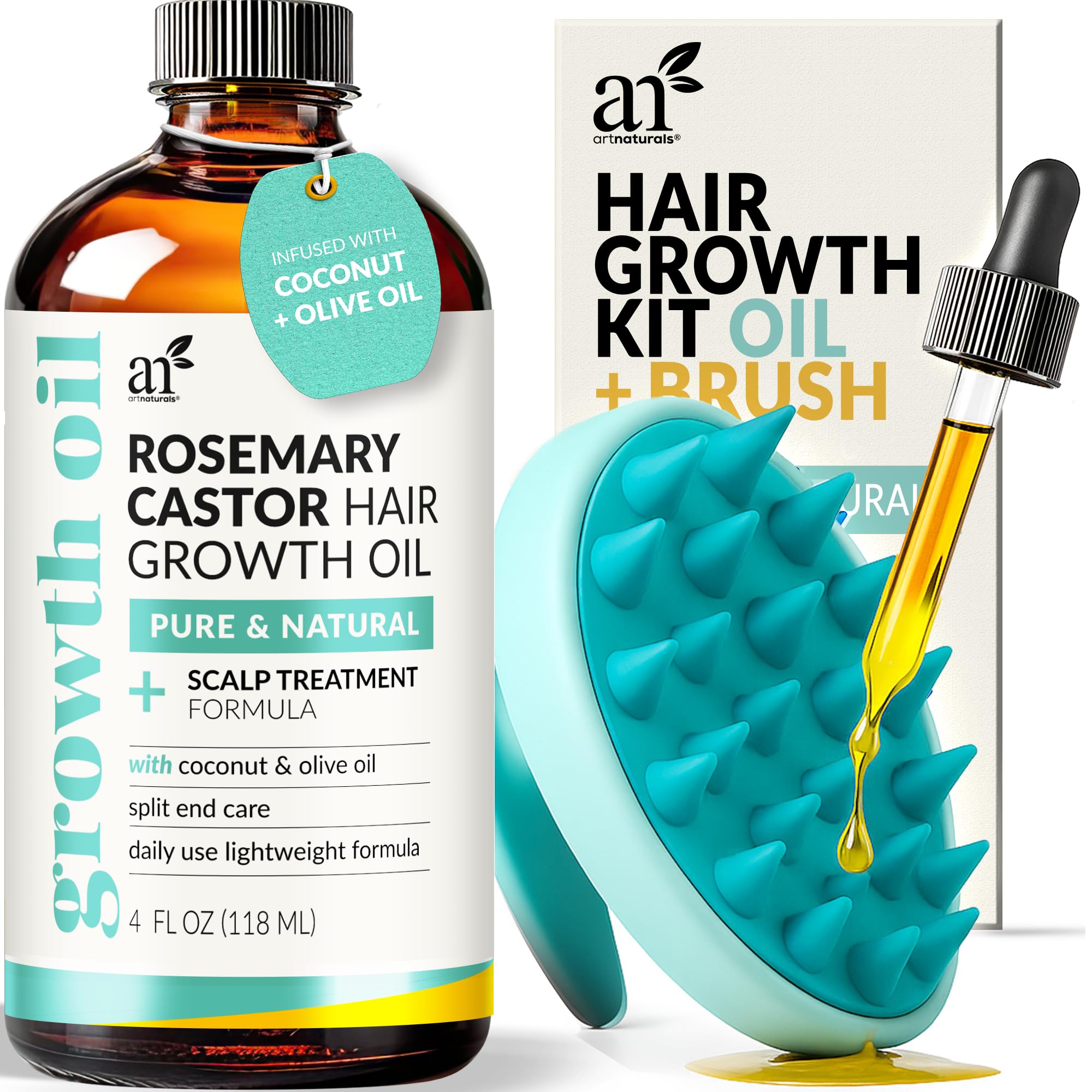 ArtNaturals front packaging showing rosemary castor oil benefits