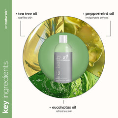Artnaturals in-shower use with person lathering for refreshment and wake-up effect