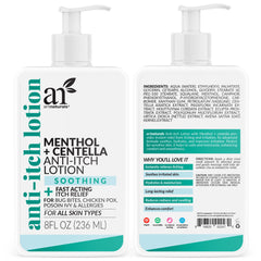 Artnaturals front bottle showing label and cooling lotion benefit