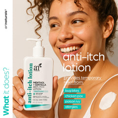 Artnaturals applying lotion to skin demonstrating soothing menthol effect