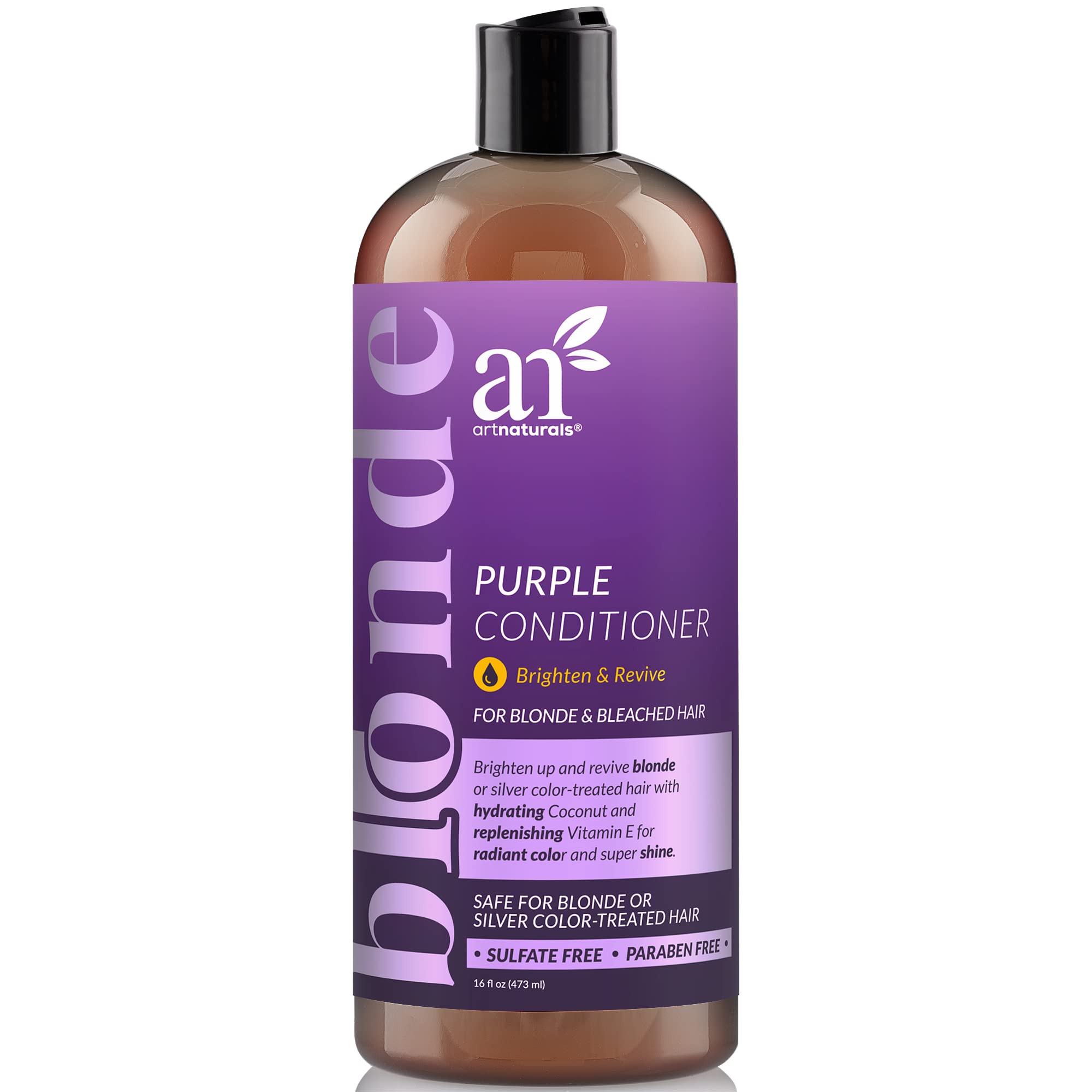 Artnaturals front bottle view showing purple conditioner and benefits