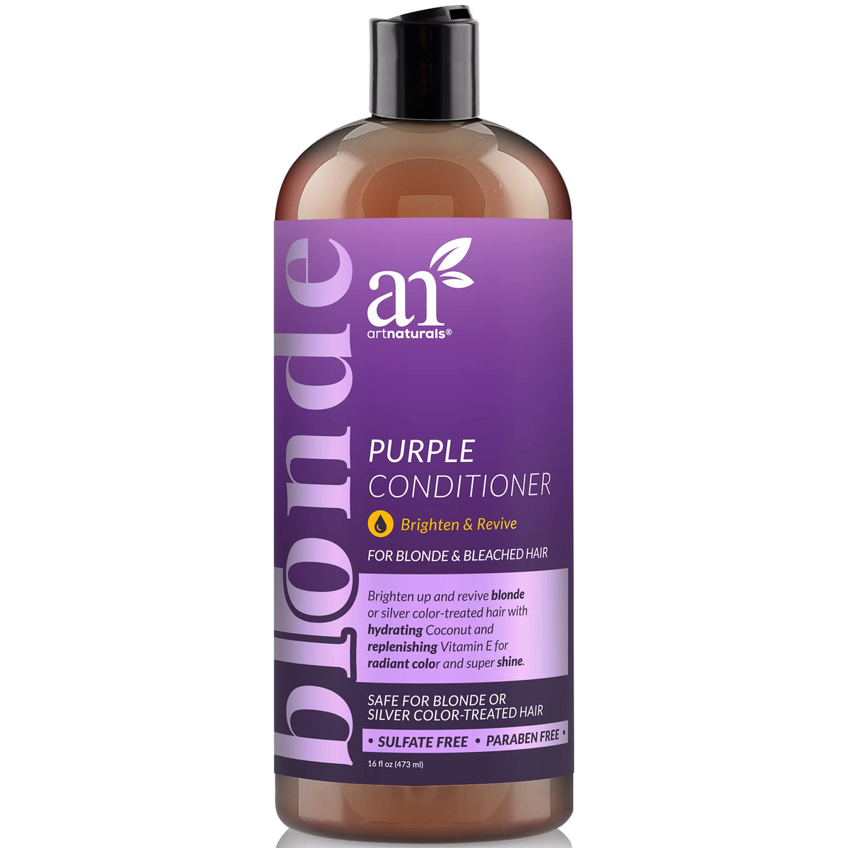 Artnaturals front bottle view showing purple conditioner and benefits