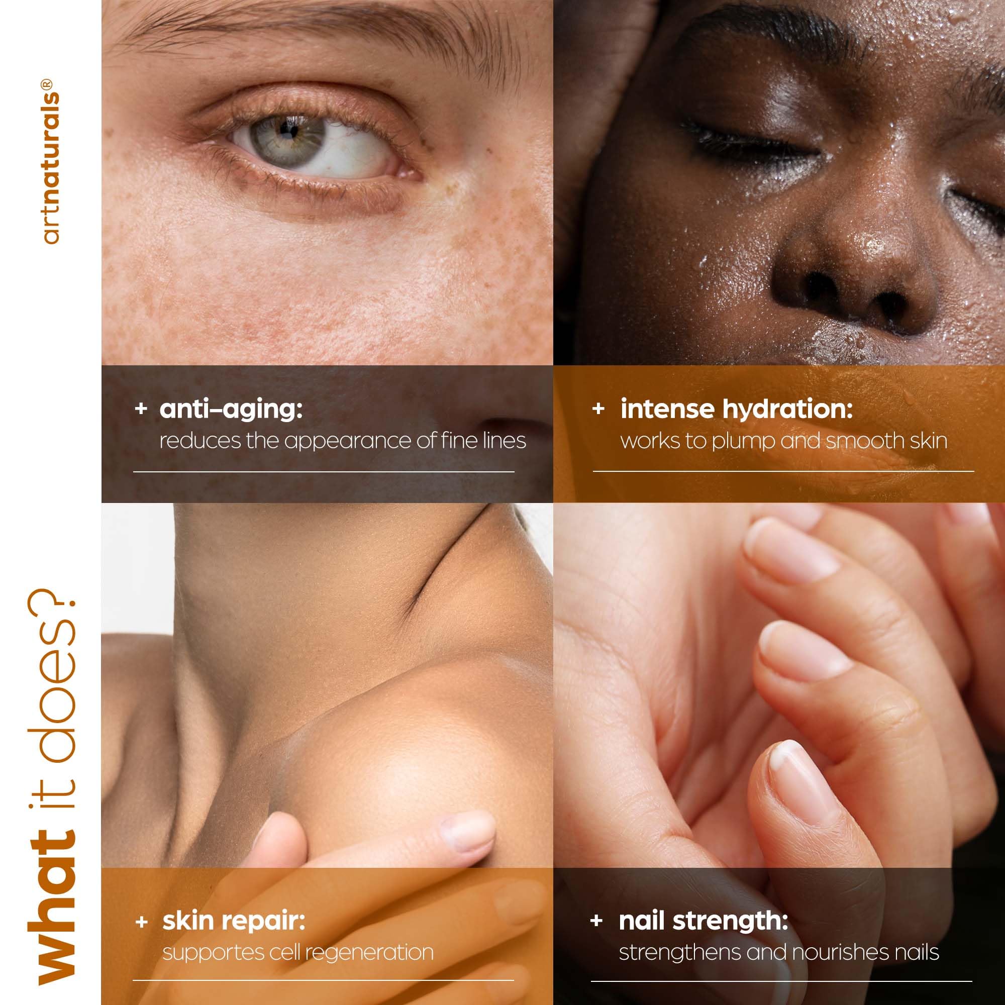 Artnaturals texture drop on fingertip showing lightweight, fast-absorbing benefit