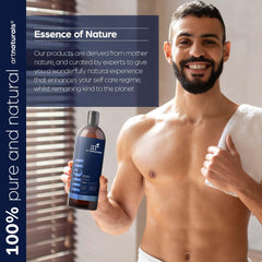 Artnaturals next to a ruler showing 16 fl oz size and travel-ready benefit