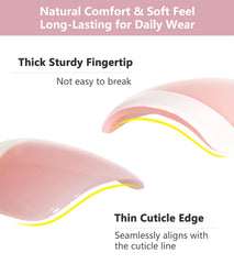 Artquee press-on nails worn on hand showing natural look and durable hold