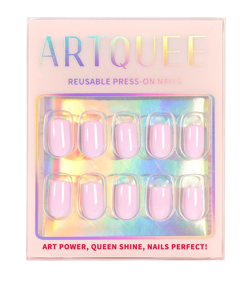 Artquee nails on hand next to coin showing short length scale