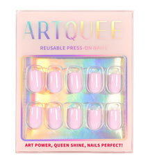 Artquee nails on hand next to coin showing short length scale