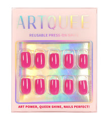 Artquee nails styled with handbag, showing vibrant color that elevates outfits