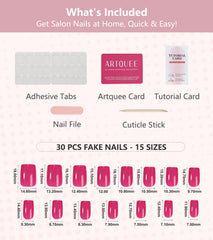 Artquee press-on nails applied on short square nails for polished everyday wear