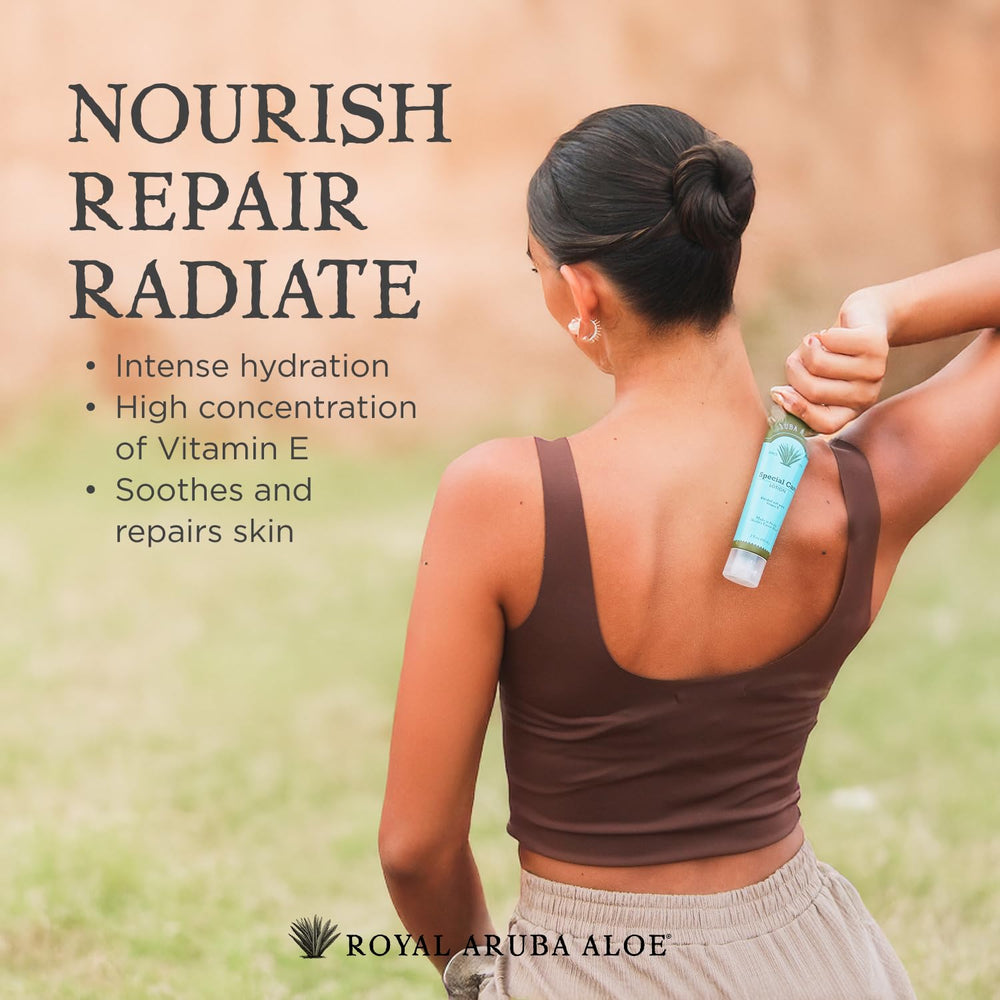 Aruba Aloe 2 oz tube in hand illustrating compact size and easy carry convenience