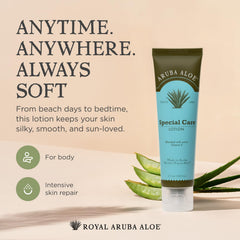 Aruba Aloe lotion being applied to skin showing soothing hydration benefit