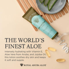 Aruba Aloe lotion texture close-up demonstrating lightweight, quick absorption benefit