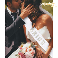 Araluky sash staged at bridal shower showing elegant party decoration