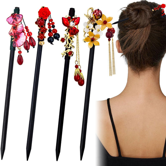 Arvintas front packaging showing four wooden hair chopsticks and decorative beads for gifting