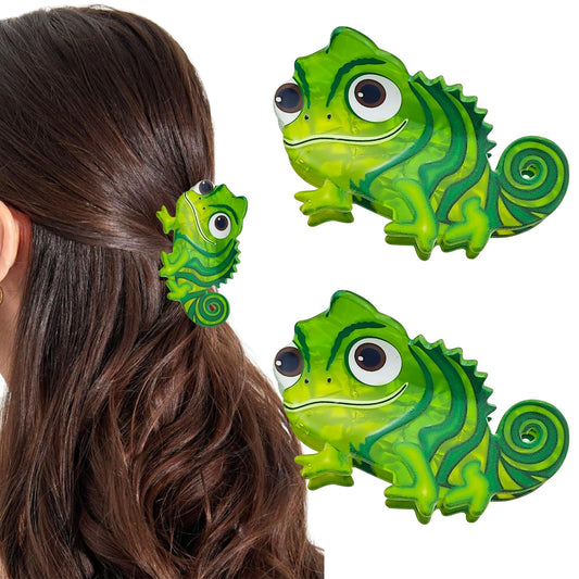 Arvintas front view green lizard clips showing playful design and secure hold