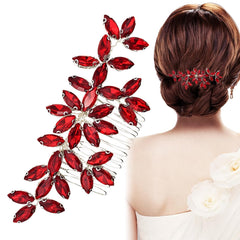 Arvintas front view of red crystal comb showing full design and sparkle