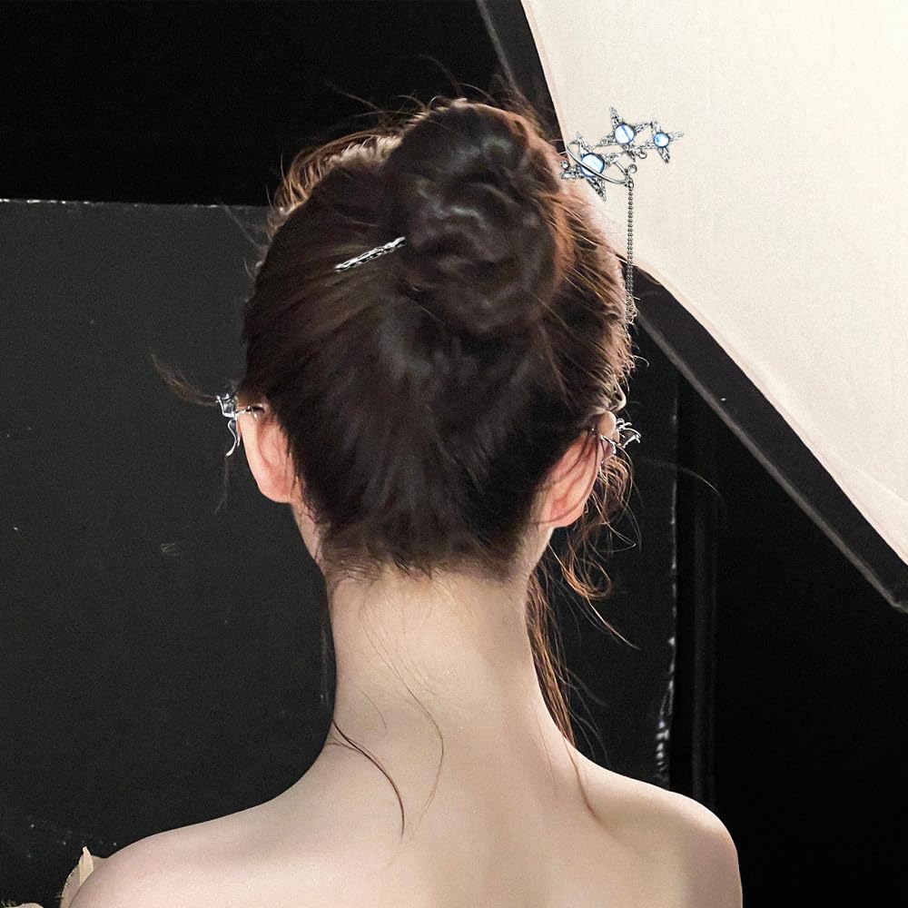 Arvintas in-use high bun updo showing reliable hold and decorative accent