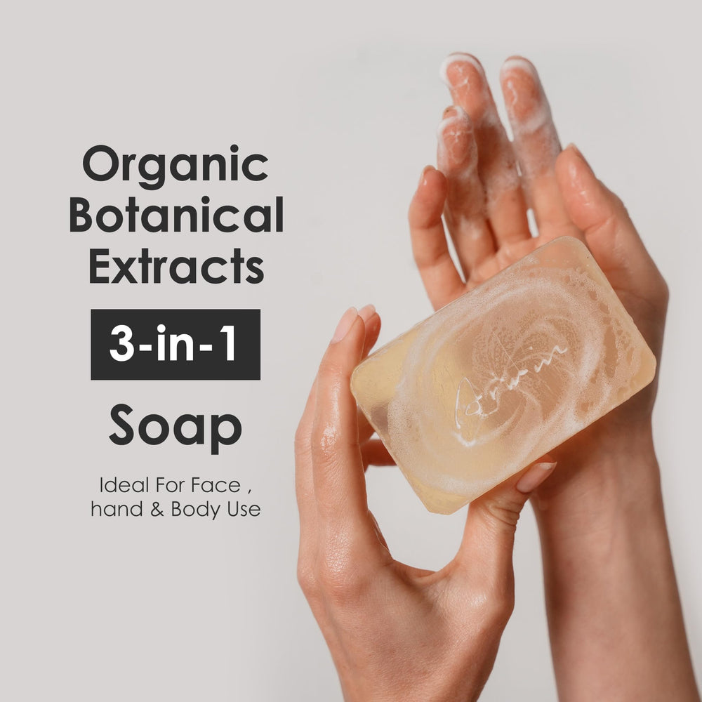 ARWIN soap in hand for size comparison, shows long-lasting 180g bar