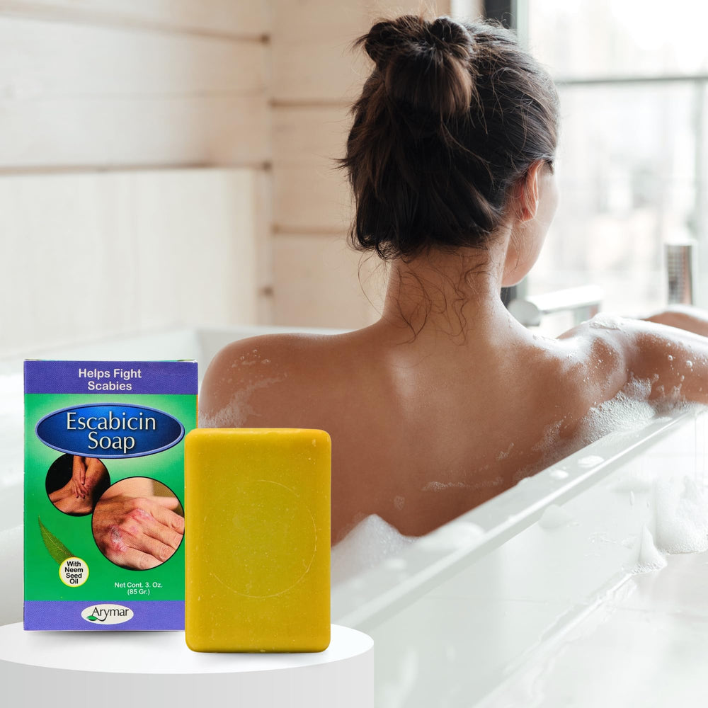 Arymar Escabicin being used on back in shower demonstrating full-body benefit