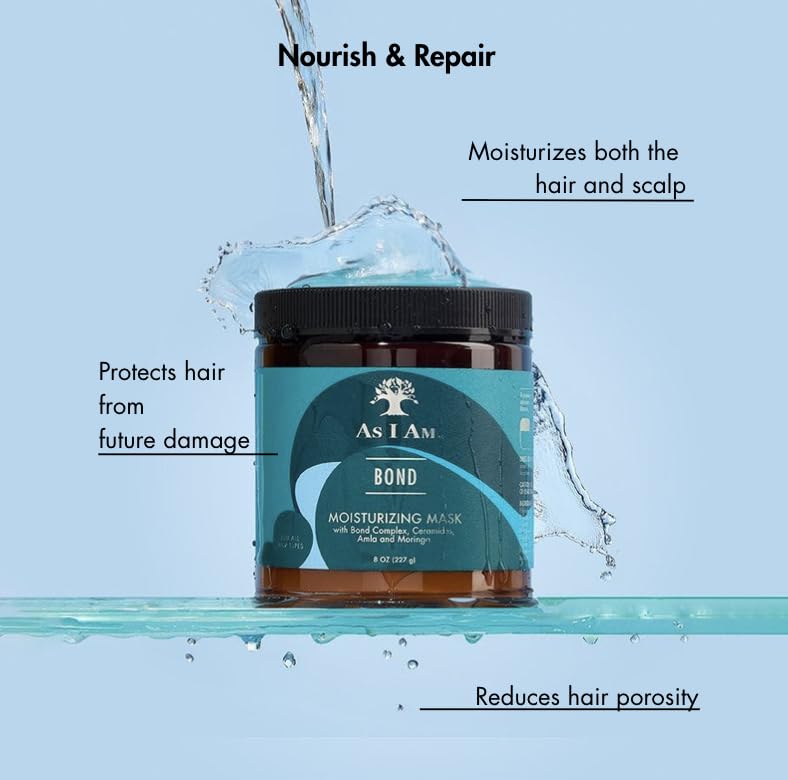 Applying As I Am mask to wet hair mid-lengths demonstrating detangling and protection