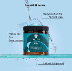 Applying As I Am mask to wet hair mid-lengths demonstrating detangling and protection