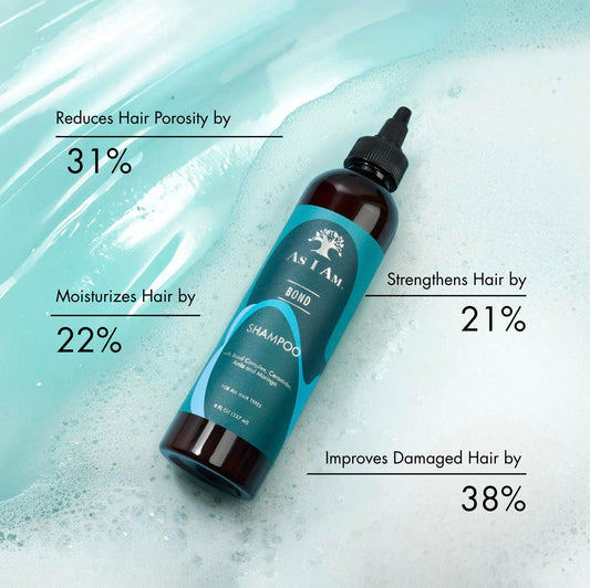 As I Am shampoo being dispensed, showing rich lather for gentle cleansing