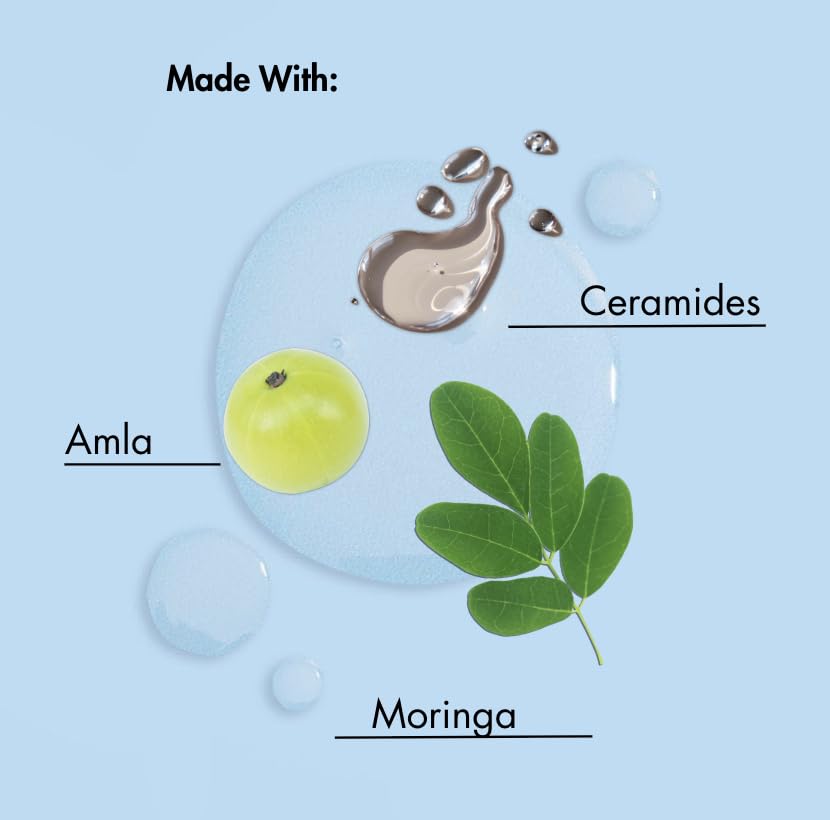 As I Am Bond Water close-up of moringa amla and ceramides ingredients