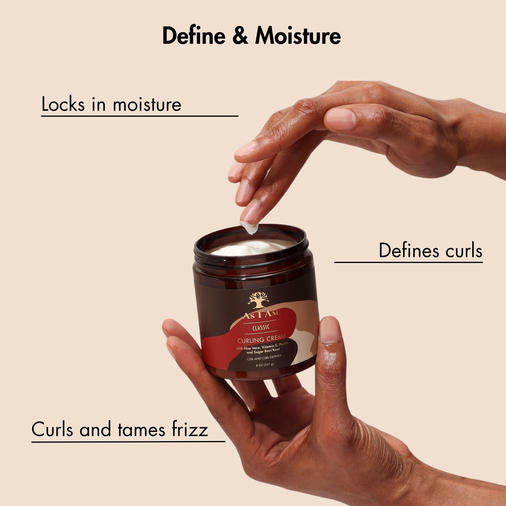 As I Am being applied to damp hair demonstrating curl definition and control
