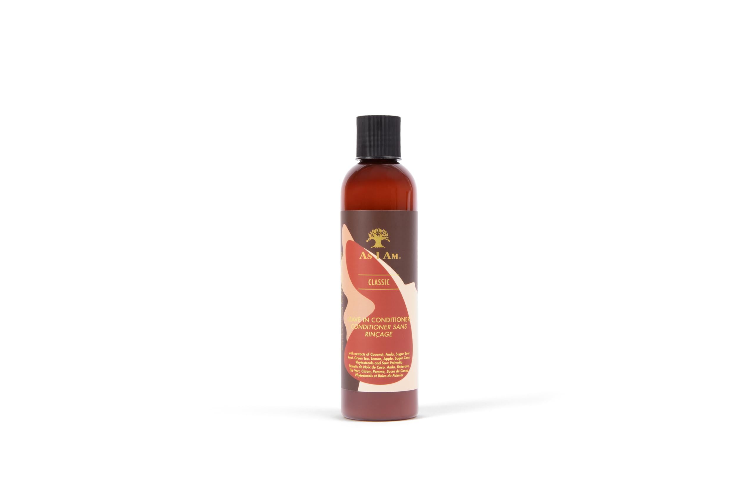 As I Am bottle front view showing label and size, highlights clear ingredients
