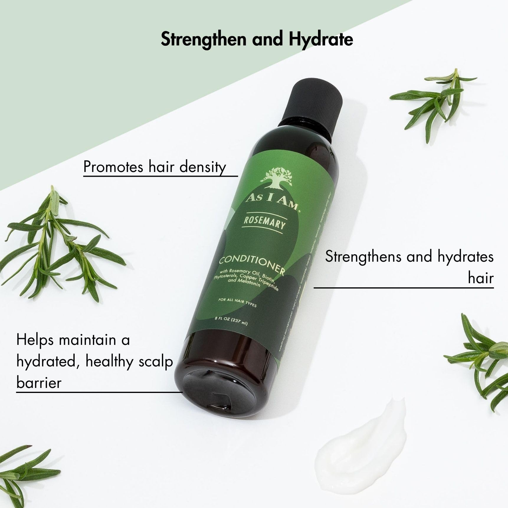 As I Am close-up of rosemary and saw palmetto extract for scalp support