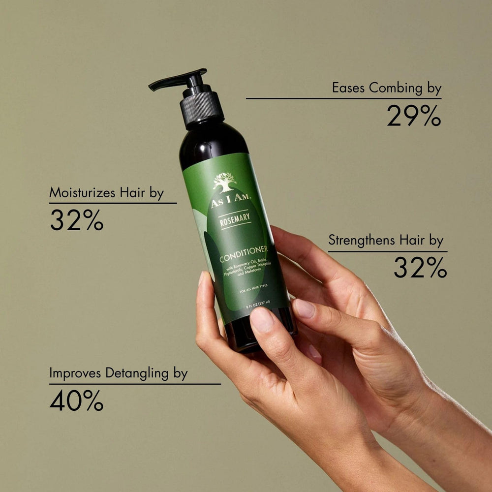 As I Am conditioner creamy pour illustrating smooth texture and slip
