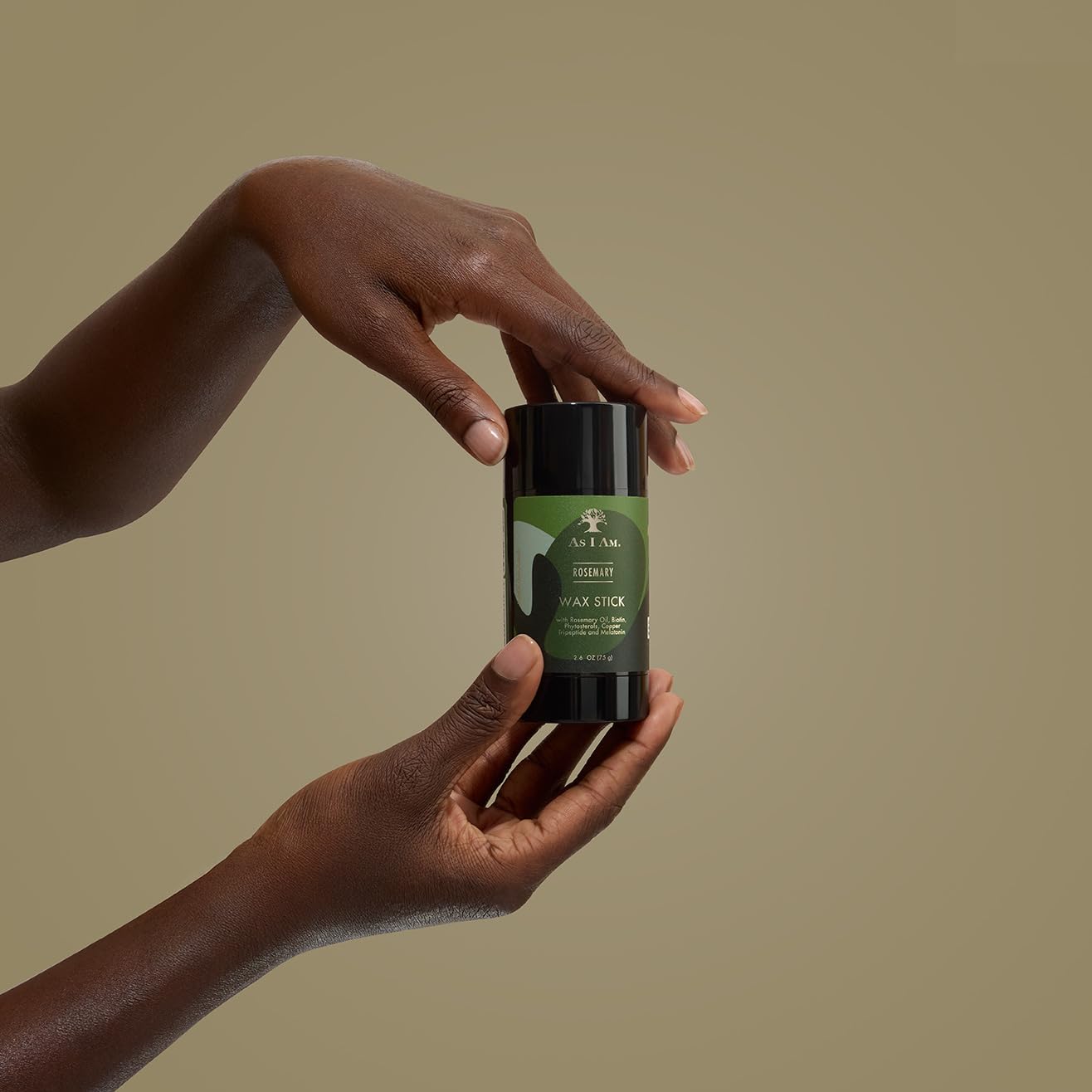 As I Am label close-up highlighting rosemary, biotin and saw palmetto