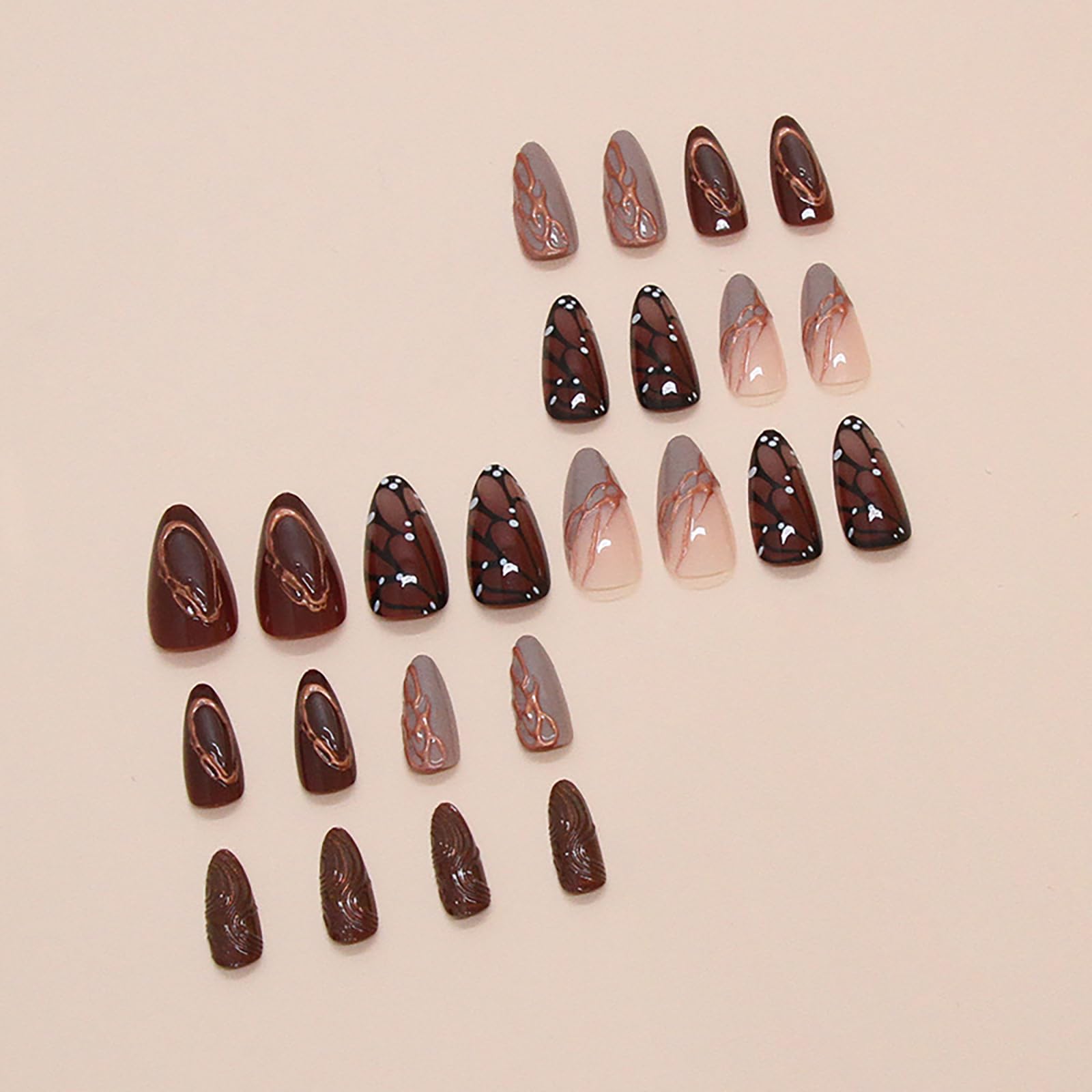 ASABITE macro shot of glossy brown nail with delicate gold line emphasizing premium finish