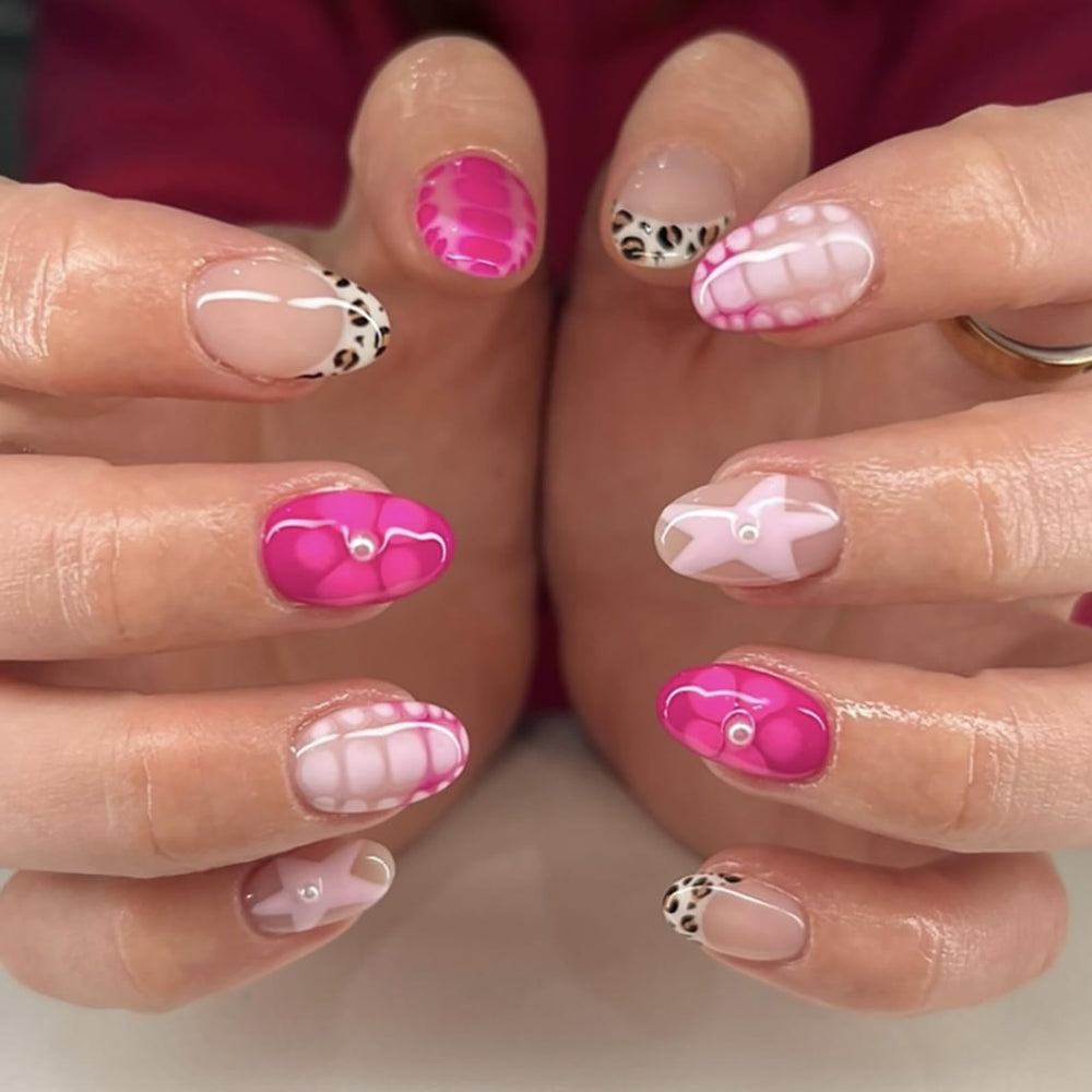 ASABITE front packaging showing 24-piece almond press-on nails and tools for instant style