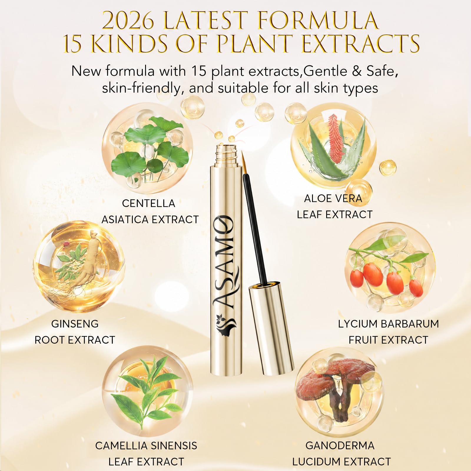ASAMO arranged plant extracts display highlighting natural conditioning benefits